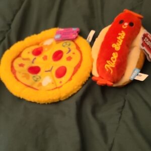 Bark Plush Pizza and Hot Dog Toy Set - Yellow and Orange